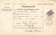 - Pakettikortti Kalajoki - Kangasniemi 1911 - Pakettikortti Kalajoki - Kangasniemi 1911