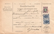 - Pakettikortti Järvenpää - Kangasniemi 1908 - Pakettikortti Järvenpää - Kangasniemi 1908