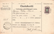 - Pakettikortti Helsinki - Laukaa - Kangasniemi 1917 - Pakettikortti Helsinki - Laukaa - Kangasniemi 1917