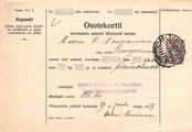 - Pakettikortti Helsinki - Kangasniemi 1917 - Pakettikortti Helsinki - Kangasniemi 1917