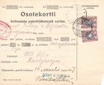 - Pakettikortti Mäntyharju - Kuopio - Kangasniemi 1917 - Pakettikortti Mäntyharju - Kuopio - Kangasniemi 1917