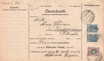 - Pakettikortti Helsinki - Kangasniemi 1917 - Pakettikortti Helsinki - Kangasniemi 1917