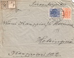 Suomi 1889 - R-kirje Utti - Helsinki 1896 Vaakunamalli 1889 20p+25p Suomi 1889 - R-kirje Utti - Helsinki 1896 Vaakunamalli 1889 20p+25p