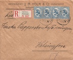 Suomi 1917 - R-Kuori Pietarsaari -Helsinki Saarisen malli 4x 25p t.sininen Suomi 1917 - R-Kuori Pietarsaari -Helsinki Saarisen malli 4x 25p t.sininen