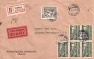 Suomi 1951 - R-kuori pika iisalmi 28.9.51 - Helsinki | 25mk puunkaataja+5x Tammisaari 8mk Suomi 1951 - R-kuori pika iisalmi 28.9.51 - Helsinki | 25mk puunkaataja+5x Tammisaari 8mk