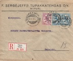 Suomi 1919 - R-kuori Viipuri 16.X.19 - Helsinki | Leijona M17 40p+25p+25p Suomi 1919 - R-kuori Viipuri 16.X.19 - Helsinki | Leijona M17 40p+25p+25p