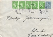 Suomi 1954 - Kuori Nurmo 8.1.54 - Helsinki | 5x 1mk M30+1x 25mk M54 Suomi 1954 - Kuori Nurmo 8.1.54 - Helsinki | 5x 1mk M30+1x 25mk M54