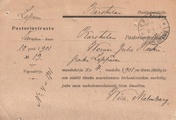 Suomi 1901 - Ilmoituskortti muuttokirjasta Lapualta Karstulan pastorinvirastolle 1901