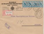 Suomi 1919 - R-kuori Rauma Raumo 8.XI.19 - Helsinki 9.XI.19 | 4x 25p