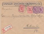 Suomi 1919 - R-kuori Kajaani 22.X.19 - Helsinki | 2x 10p + 2x 40p