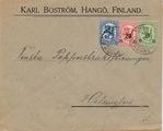 Suomi 1920 - Kuori Hanko 3.V.20 - Helsinki | 10/5p + 20/10p + 50p
