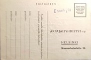 Suomi - Enonkylä postipysäkkileima tilauskortilla