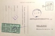 Suomi - Haunia postipysäkkileima - Lavia 17.11.55 tilauskortilla