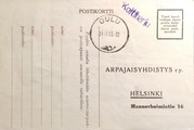 Suomi - Koitiharju postipysäkkileima - Oulu 21.II.53 tilauskortilla