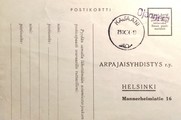 Suomi - Ojanperä postipysäkkileima - Kajaani 23.IX.54 tilauskortilla