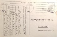 Suomi - Puntari postipysäkkileima - Hämeenlinna 28.1.55 tilauskortilla