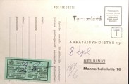 Suomi - Tervaniemi postipysäkkileima tilauskortilla