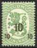 Finland 1919 - N:o block of six 34-7-1919 Coat of arms lion type m17, 10/5p green surcharge