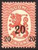 Finland 1919 - Coat of arms lion type m17, 20/10p red surcharge