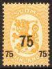 Suomi 1919 - Numerokuusilo 30-4-1919 Saarisen malli m17, 75/20p keltainen lisäpainama