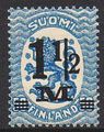 Suomi 1921 - Saarisen malli m17, 1½mk/50p sininen lisäpainama tyyppi II