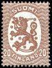 Finland 1925 - N:o block of six 99-1-1925 Coat of arms lion type m17, 20p brown wm X, A perf.