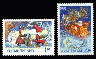 Finland 1991 - Christmas postage stamps 1991 Blocks of four FDC