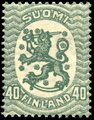 Finland 1926 - Coat of arms lion type m17, 40p green type I, wm X, B perf.