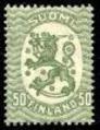 Suomi 1926 - Numerokuusilo painovirhe 152 (pitäisi olla 125)Saarisen malli m17, 50p vihreä hakaristi W1, hammaste A