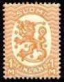 Finland 1927 - Coat of arms lion type m17, 1mk orange, wm posthorn W, A perf.