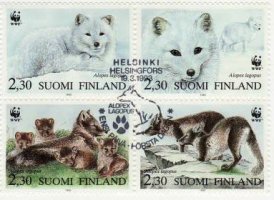 Finland 1993 - Arctic foxes 1/4 WWF FDC