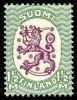 Finland 1926 - Coat of arms lion type m17, 1½mk green/lilac, wm Y, A perf.