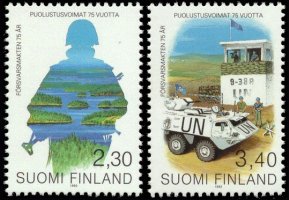 Finland 1993 - Independent Finland Defense Forces, 75th Anniv. Blocks of four FDC