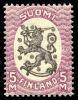 Finland 1925 - N:o block of six 121-1-1927 Coat of arms lion type m17, 5mk lilac/black, wm X, B perf.