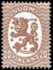 Suomi 1929 - Saarisen malli m17, 20p ruskea, postitorvi W1, hammaste B