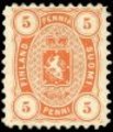 Finland 1882 - Coat of Arms type 1875/1882 - 5p orange, B-perf. (Charta Sigillata Office)