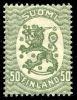 Suomi 1928 - Saarisen malli m17, 50p vihreä, postitorvi W1, hammaste B Suomi 1928 - Saarisen malli m17, 50p vihreä, postitorvi W1, hammaste B