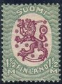 Finland 1926 - Coat of arms lion type m17, 1½mk green/lilac, wm X, A perf.