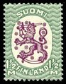 Suomi 1927 - Saarisen malli m17, 1½mk vihreä/lila, postitorvi W1, hammaste B Suomi 1927 - Saarisen malli m17, 1½mk vihreä/lila, postitorvi W1, hammaste B