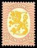 Suomi 1927 - Saarisen malli m17, 25mk pun/oranssi, postitorvi W1, hammaste B Suomi 1927 - Saarisen malli m17, 25mk pun/oranssi, postitorvi W1, hammaste B