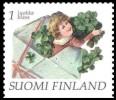 Suomi 1997 - Ystävyydellä, kiiltokuvia 5/8 - Poika kirjekuoressa, apilat Suomi 1997 - Ystävyydellä, kiiltokuvia 5/8 - Poika kirjekuoressa, apilat