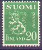 Suomi 1930 - Numerokuusilo 176-11-1929 Leijonamalli m30 20p kelt. vihreä