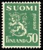 Finland 1932 - Coat of arms lion type m30 50p green Sheet (100)