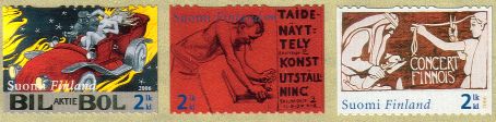 Suomi 2006 - Akseli Gallen-Kallela 2 lk (3 rivi) ensipäivä leimat Suomi 2006 - Akseli Gallen-Kallela 2 lk (3 rivi) ensipäivä leimat