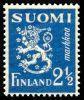 Suomi 1932 - Numerokuusilo 230-12-1931 Leijonamalli m30 2 1/2mk sininen