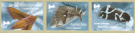 Finland 2008 - Moths (strip of 3)