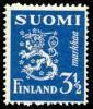 Suomi 1936 - Numerokuusilo 336-10-1937 Leijonamalli m30 3 1/2mk tumman sininen