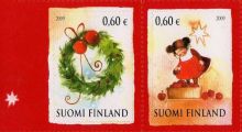 Finland 2009 - Christmas stamp 2009 Christmas wreath and girl (pair)