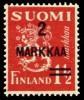 Suomi 1937 - Leijonamalli m30 2mk/1½mk karmiinin punainen, lisäpainama