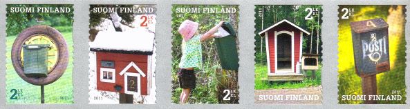 Finland 2011 - Mailboxes - a strip of five different kind of stamps (5)